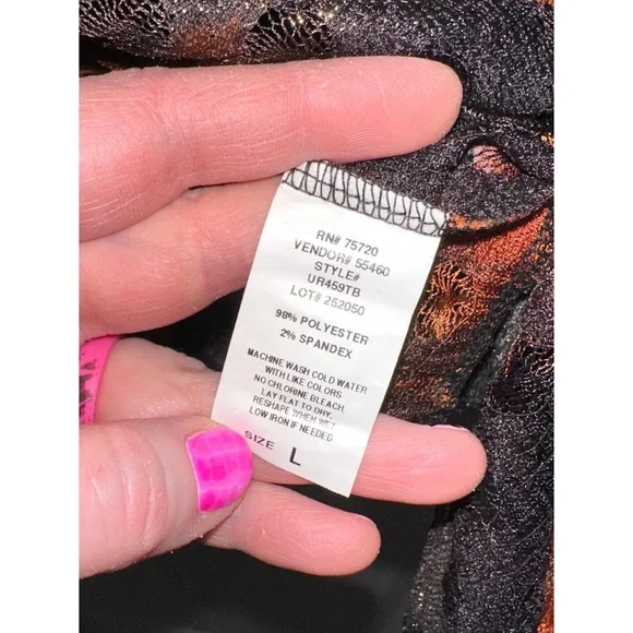 BKE brand women's long-sleeve burnout shirt w/ an orange and black ombre design - Picture 5 of 5